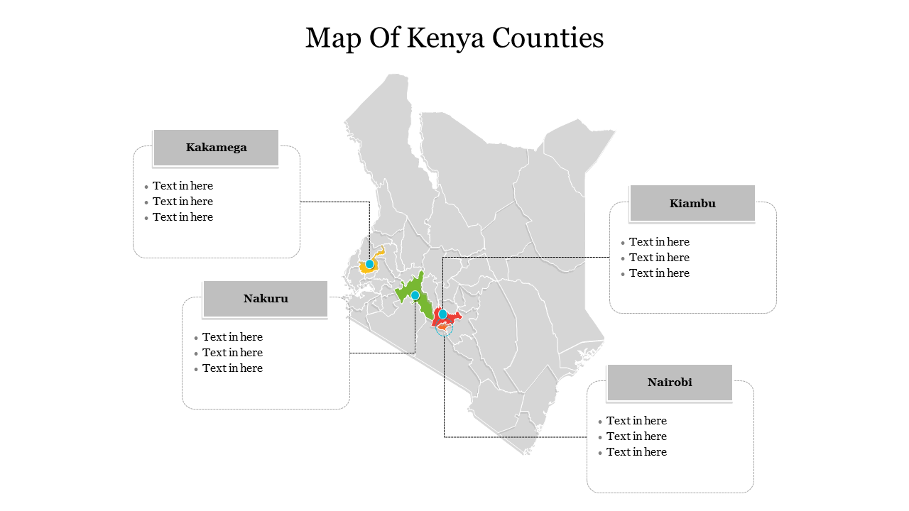 Map of Kenya Counties Template PPT and Google Slides